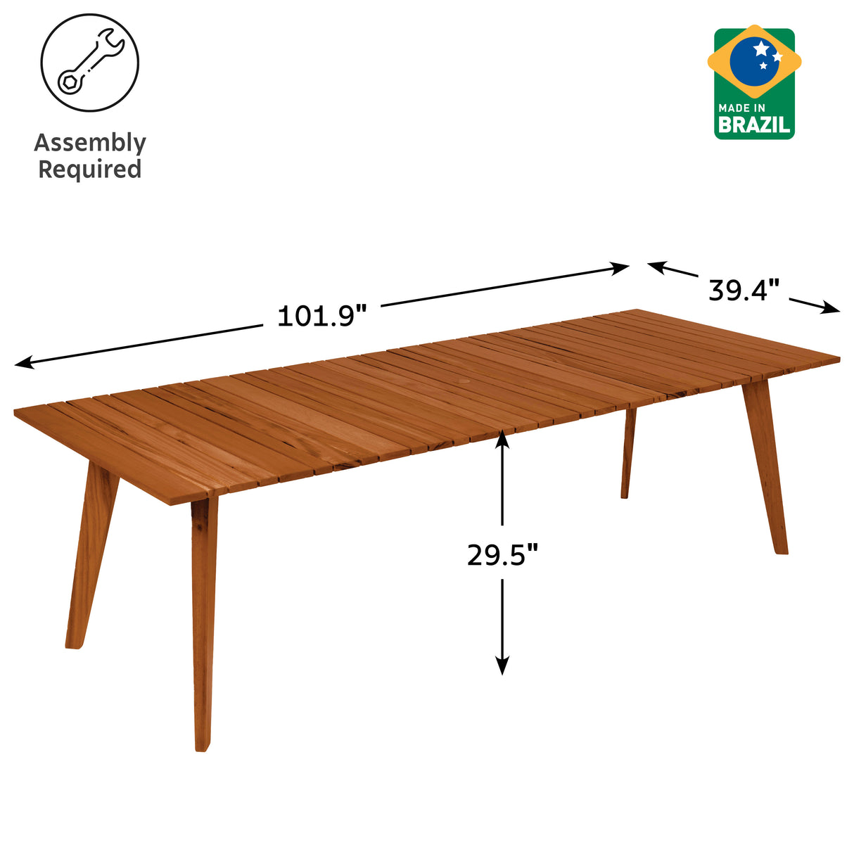 RECTANGULAR TABLE (fits 8) - TIGER WOOD - 101.9" x 39.4" x 29.5" - TOSCANA
*assembly required*