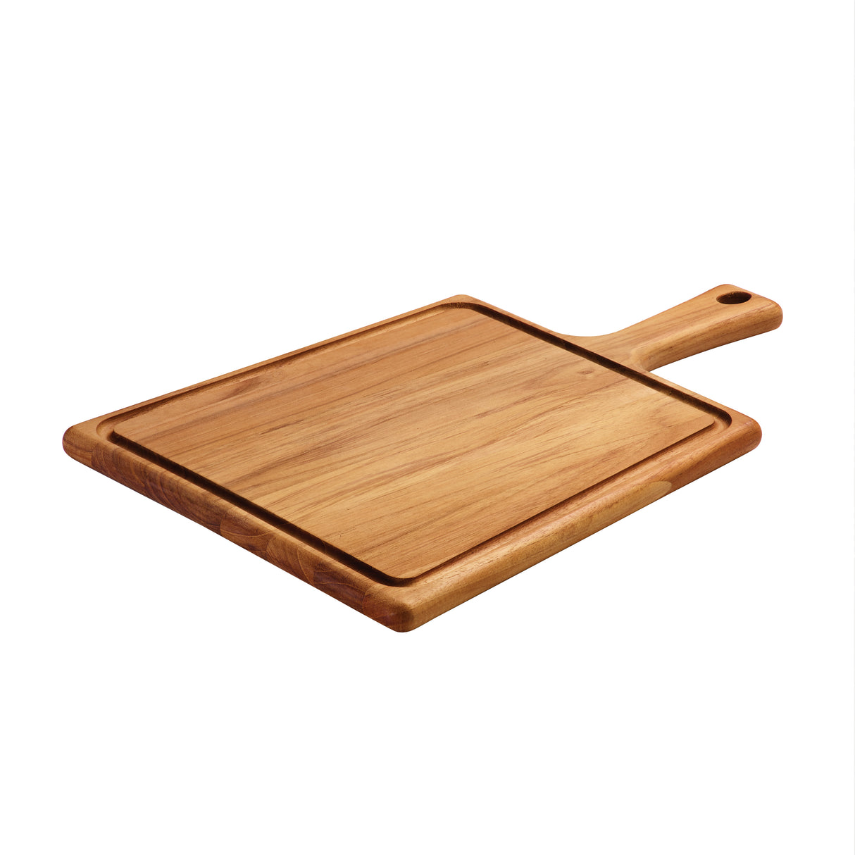 15.75 Inch x 10.5 Inch Rectangular Teak Cutting Board with Handle & Groove
