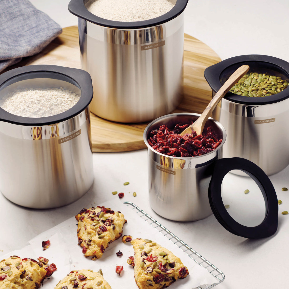 4 Piece Stainless Steel Canister Set