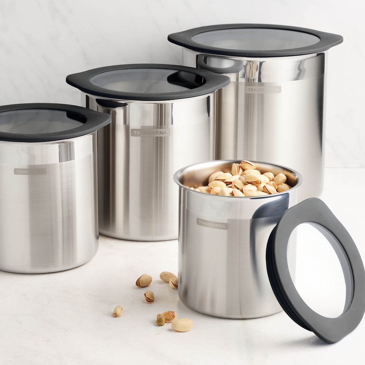 4 Piece Stainless Steel Canister Set