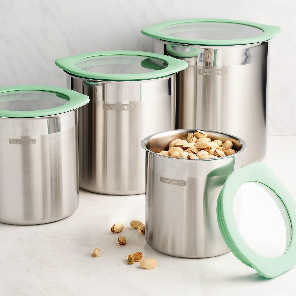 4 Piece Stainless Steel Canister Set