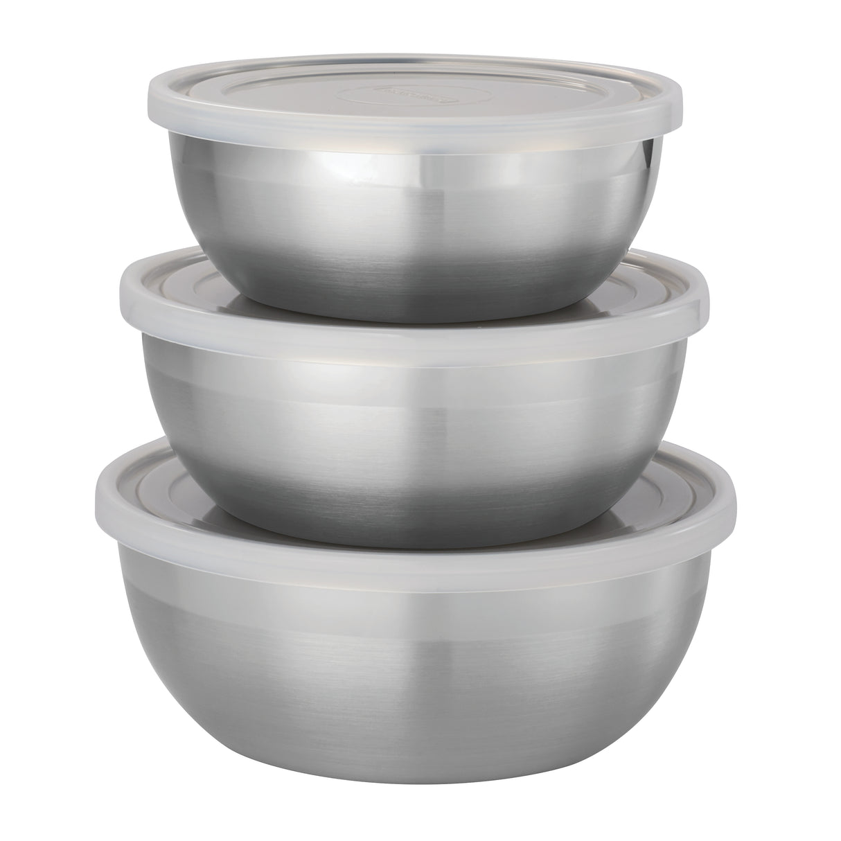 6 Piece Round Stainless Steel Covered Container Set - Frosted Lids
