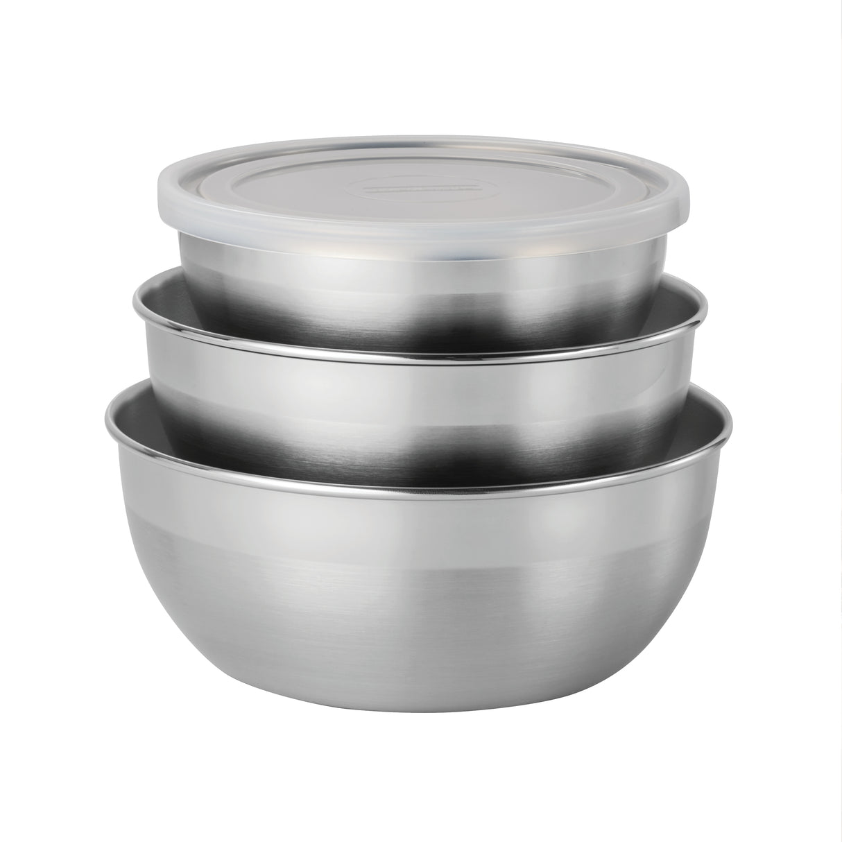 6 Piece Round Stainless Steel Covered Container Set - Frosted Lids