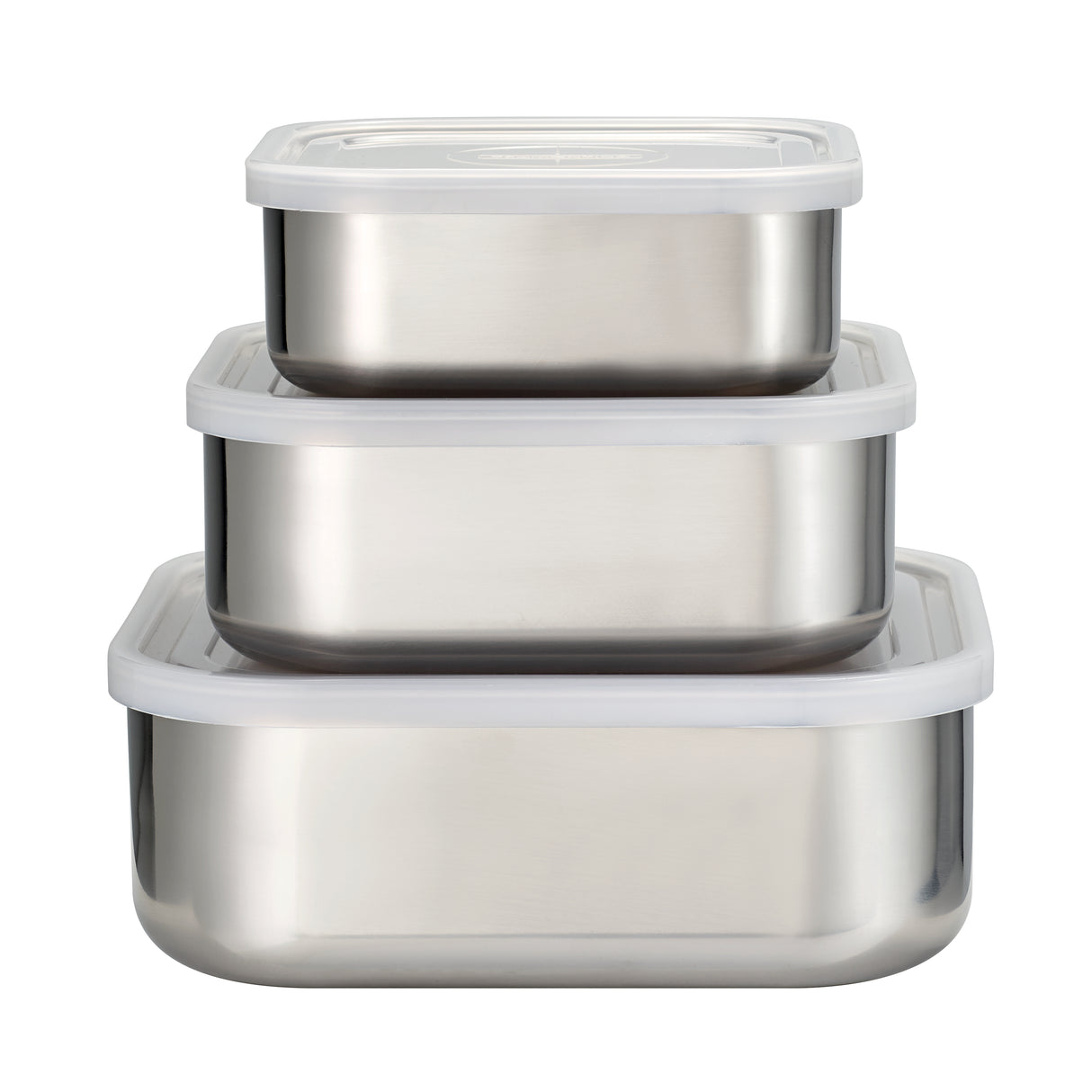 6 Piece Square Stainless Steel Covered Container Set - Frosted Lids