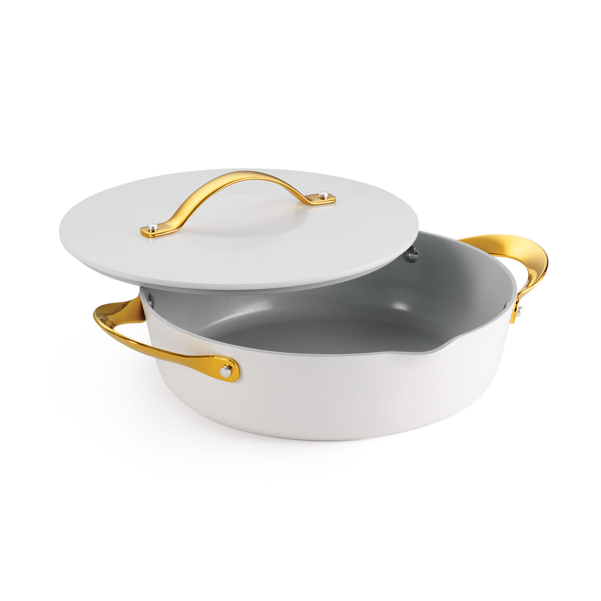 Fiora 4.25 Quart Multipurpose Ceramic Nonstick Pan - White