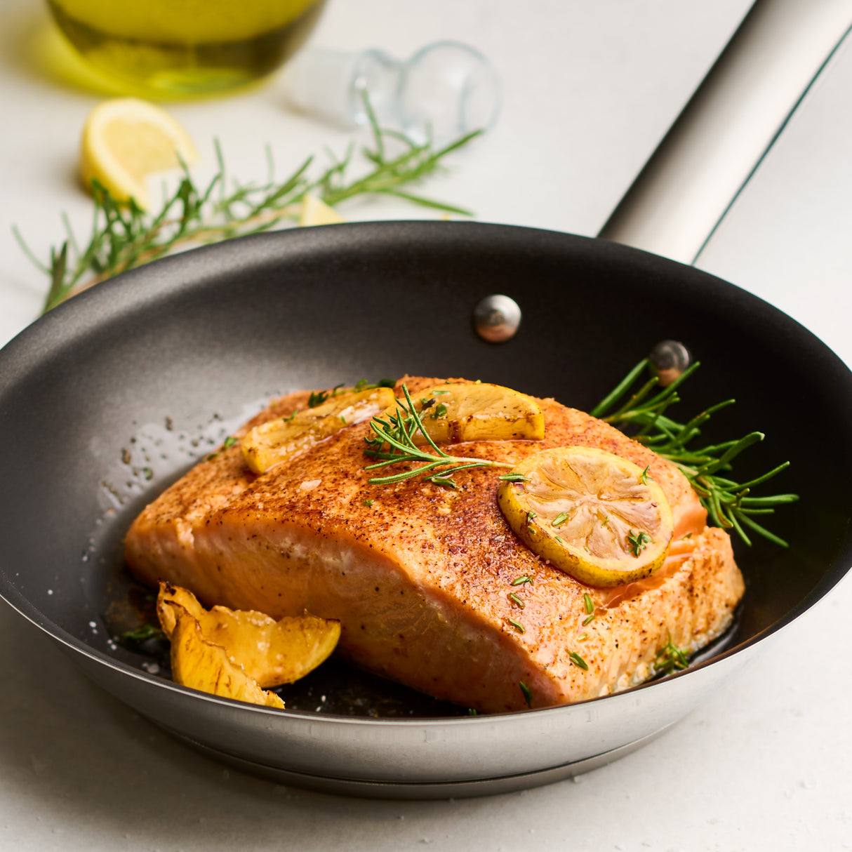 Tri-Ply Base Stainless Steel Fry Pan with Nonstick Interior