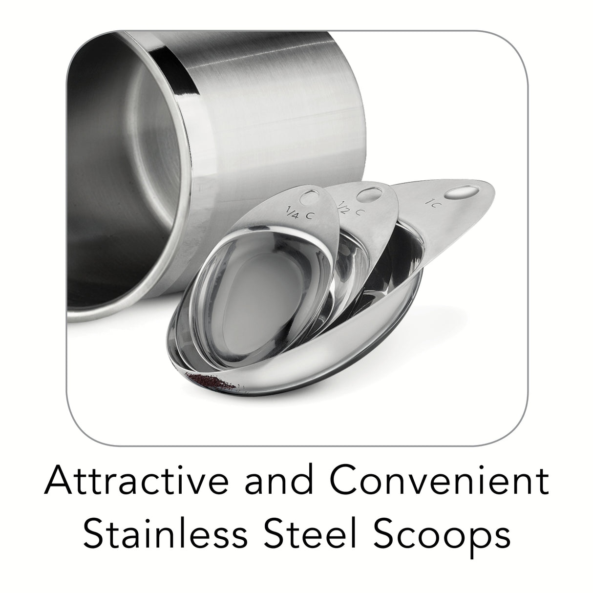 8 Piece Stainless Steel Covered Canister and Scoop Set