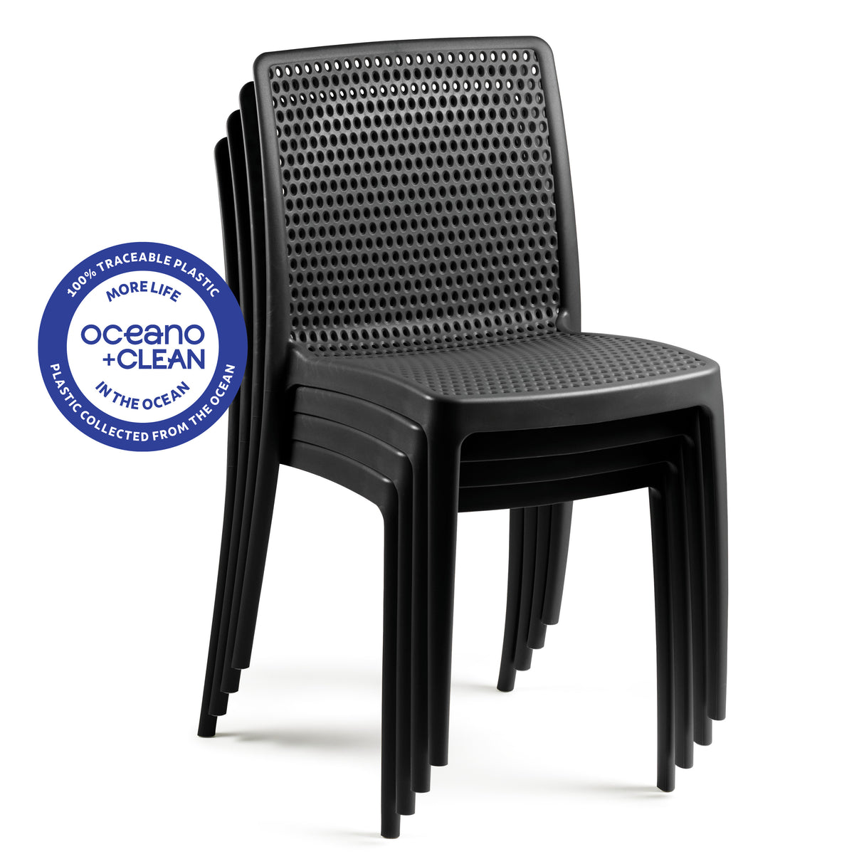 POLY CHAIR BLACK - Ocean +Clean - 21.3" x 20.1" x 32.5"