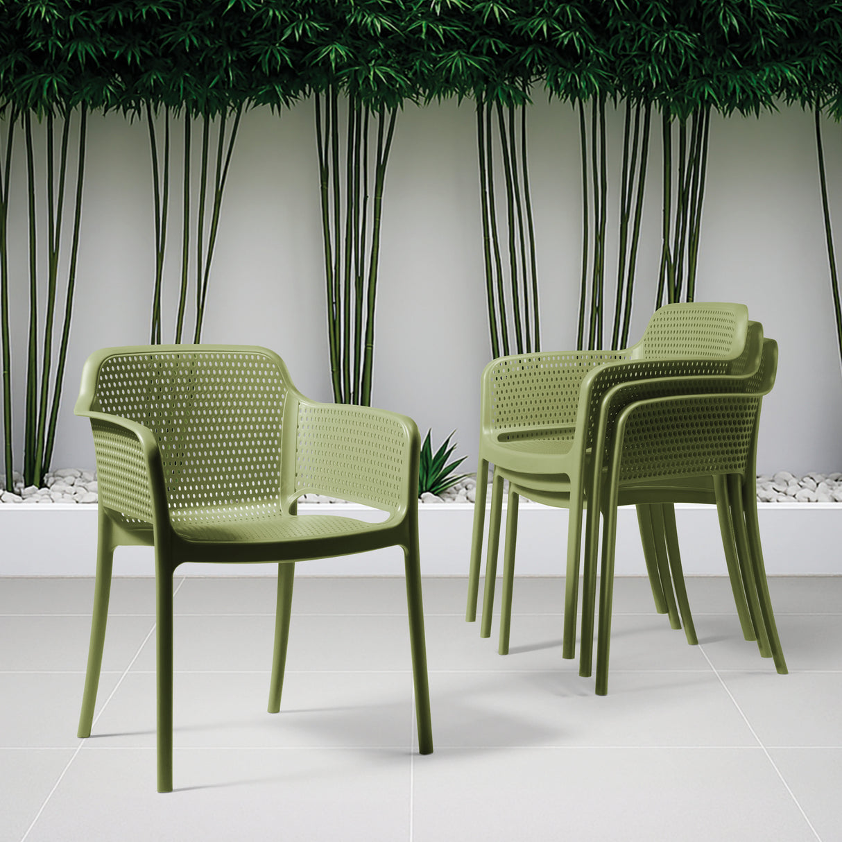 POLY ARMCHAIR OLIVE GREEN - 21.9" x 24" X 31.5"