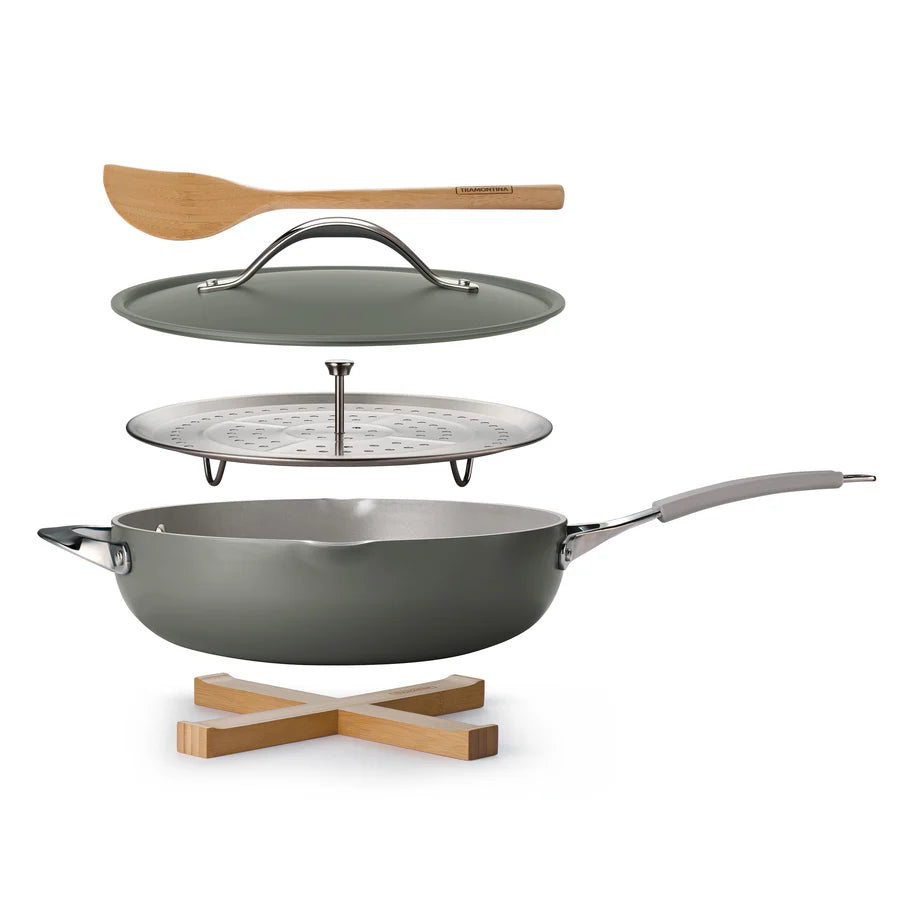 All in One Plus Pan, 5 Quart Ceramic Non Stick Gray