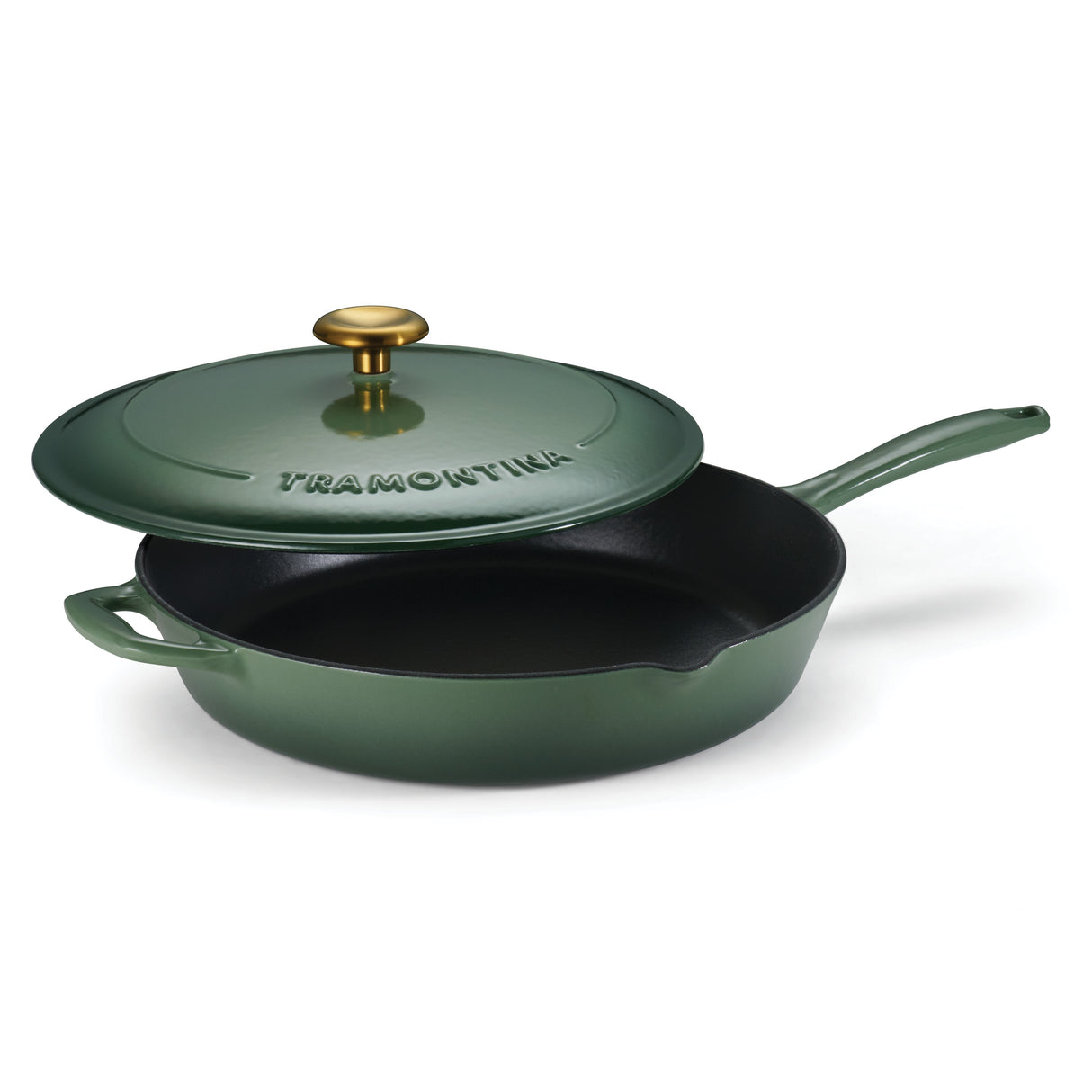 12 Inch Enameled Cast Iron Covered Skillet - Cactus