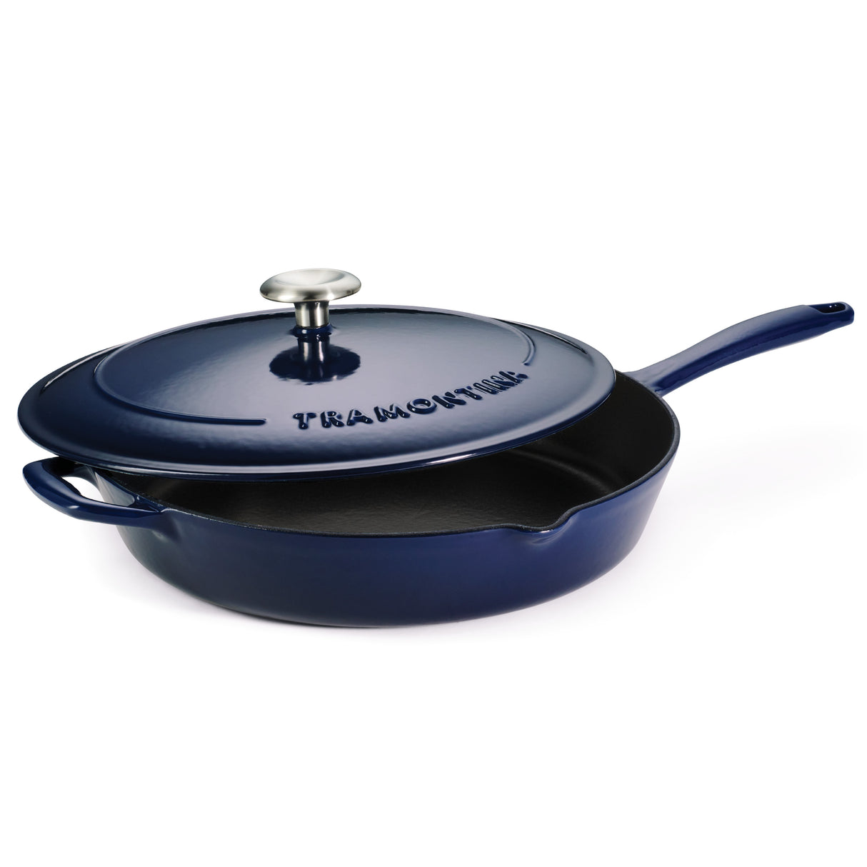 12 Inch Enameled Cast Iron Covered Skillet - Gradated Cobalt