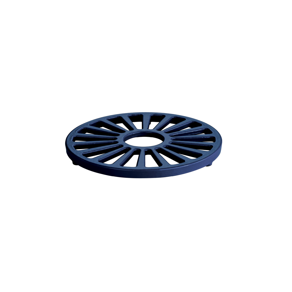 7 Inch Enameled Cast Iron Round Trivet - Gradated Cobalt