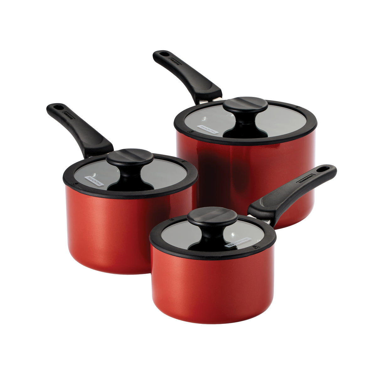 Nesting 6 Pc Nonstick Sauce Pan Set - Red