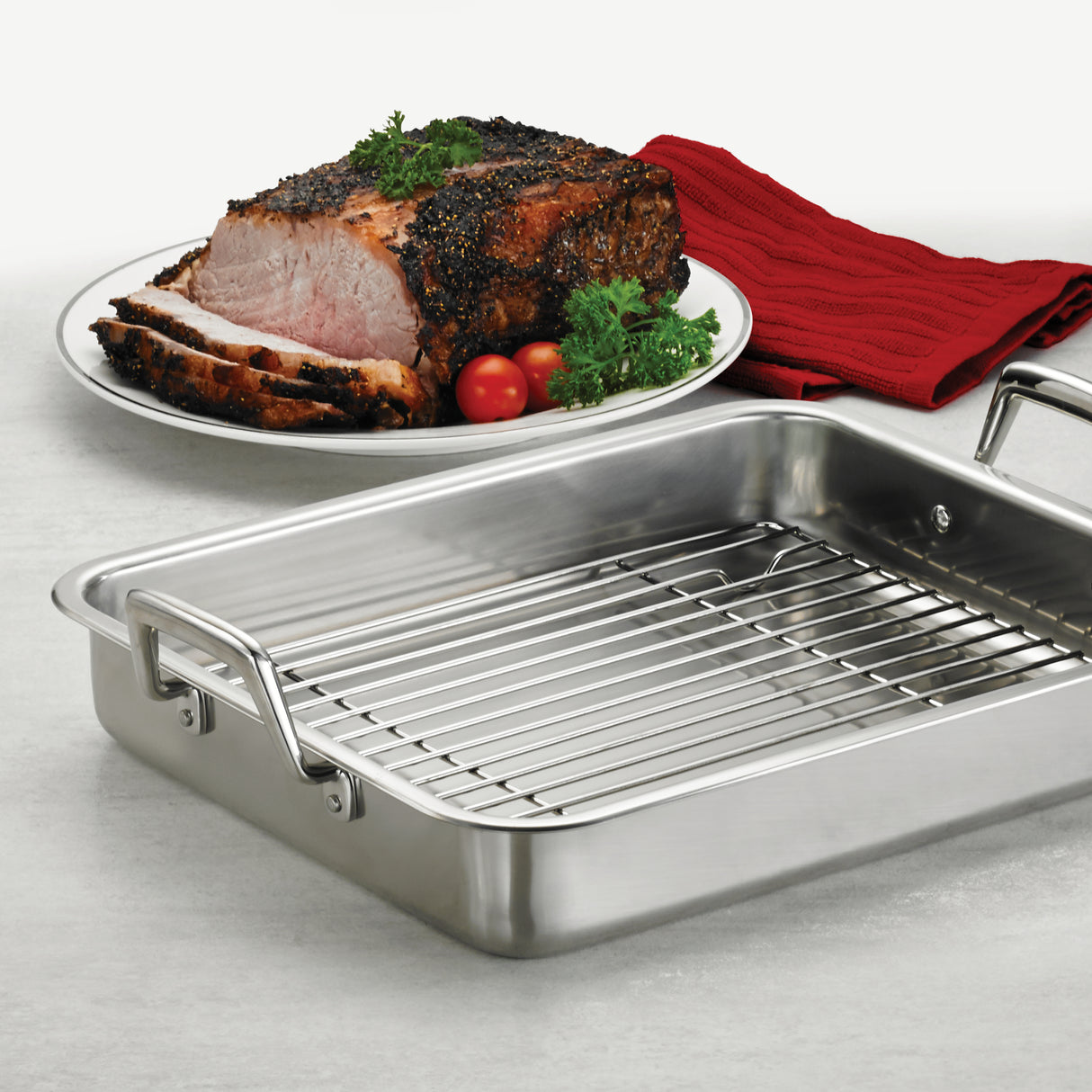 Prima Stainless Steel Roasting Pan - Includes Basting Grill