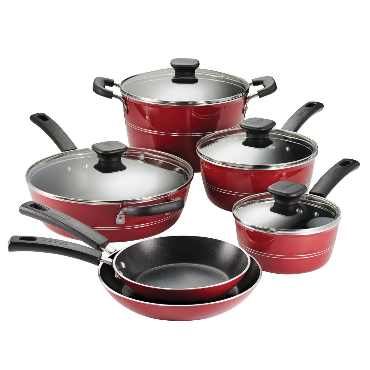 Sicilia 10 Piece Aluminum Nonstick Cookware Set - Raspberry
