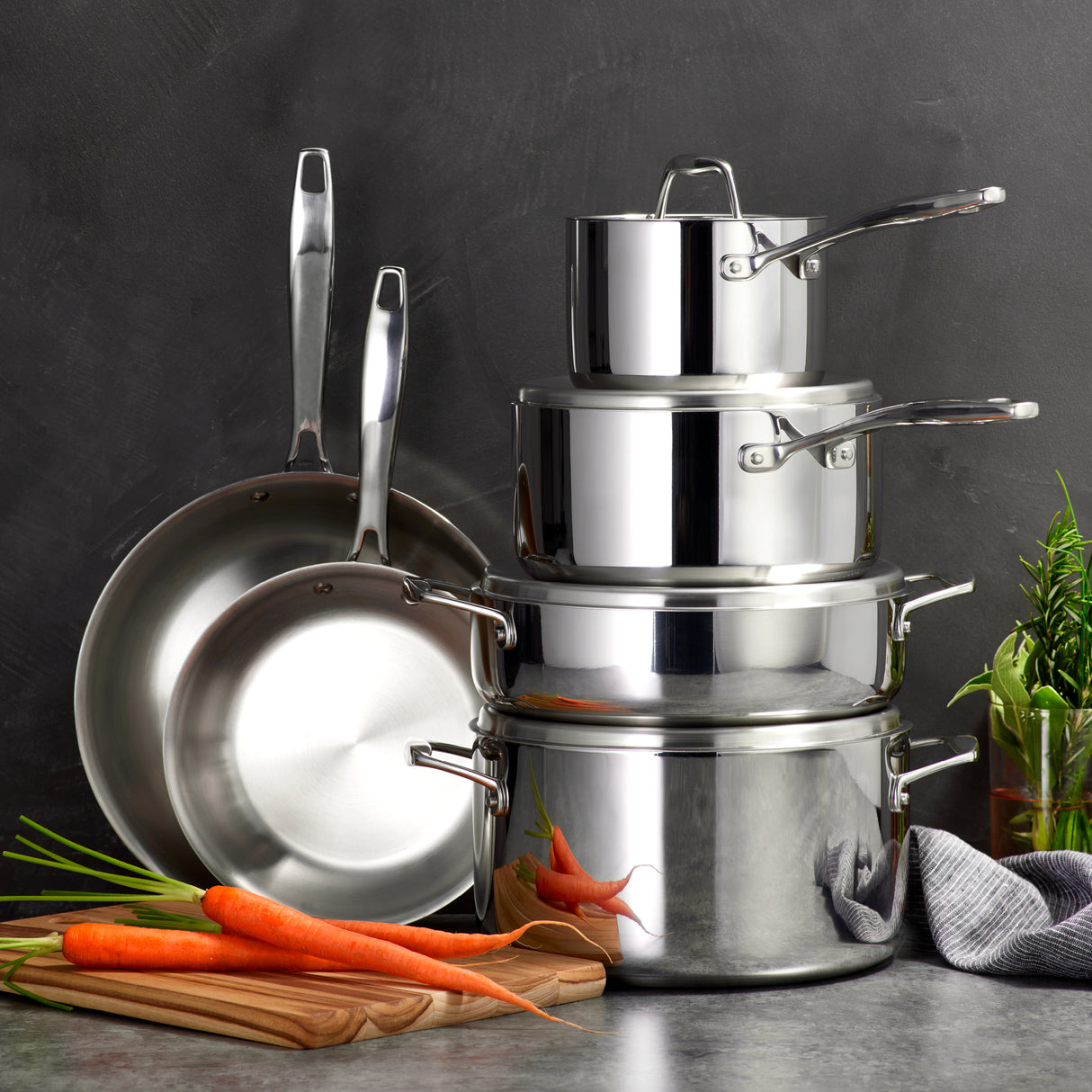 Tri-Ply Clad Stainless Steel Cookware Set