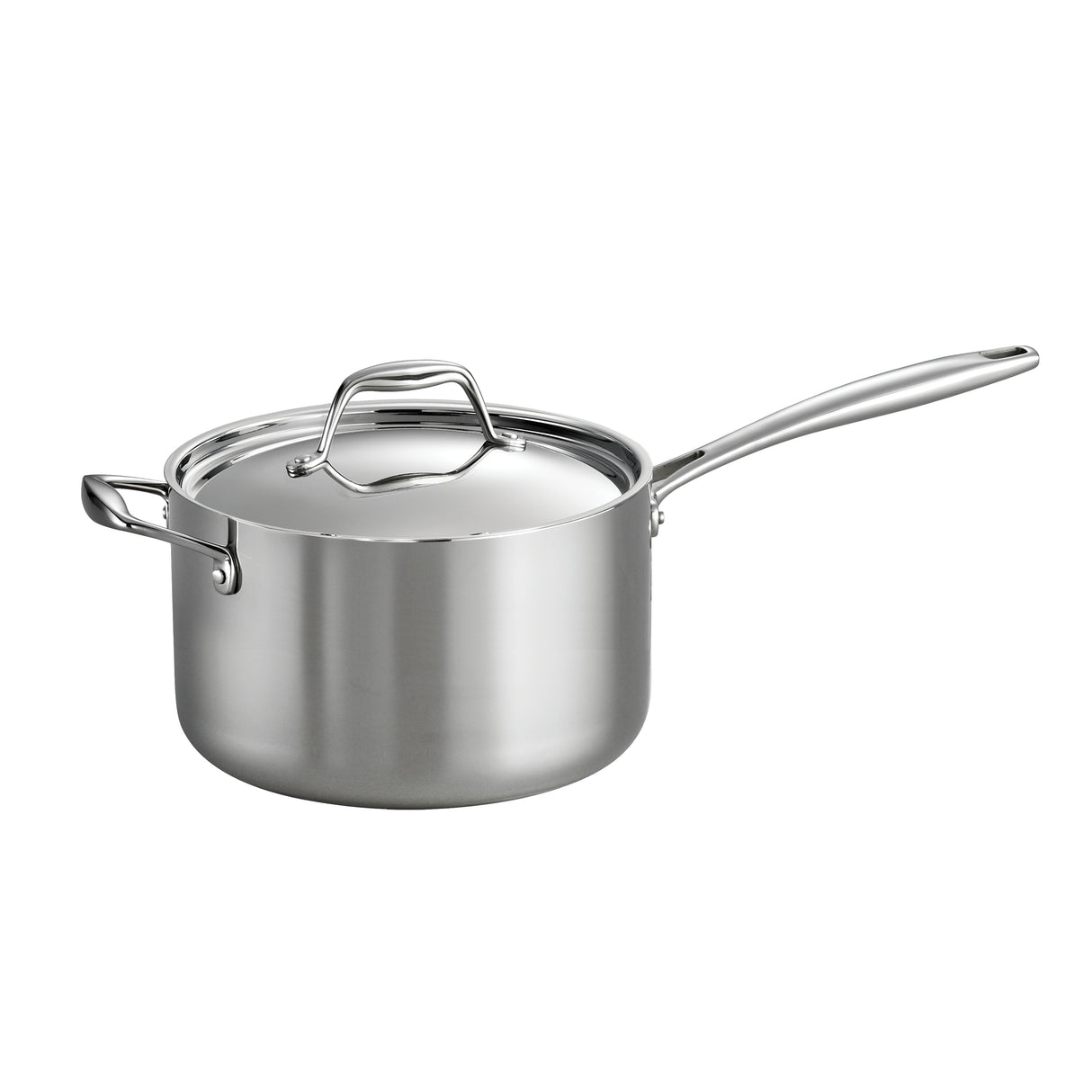 Signature 4 Quart Tri-Ply Clad Stainless Steel Covered Sauce Pan with Helper Handle