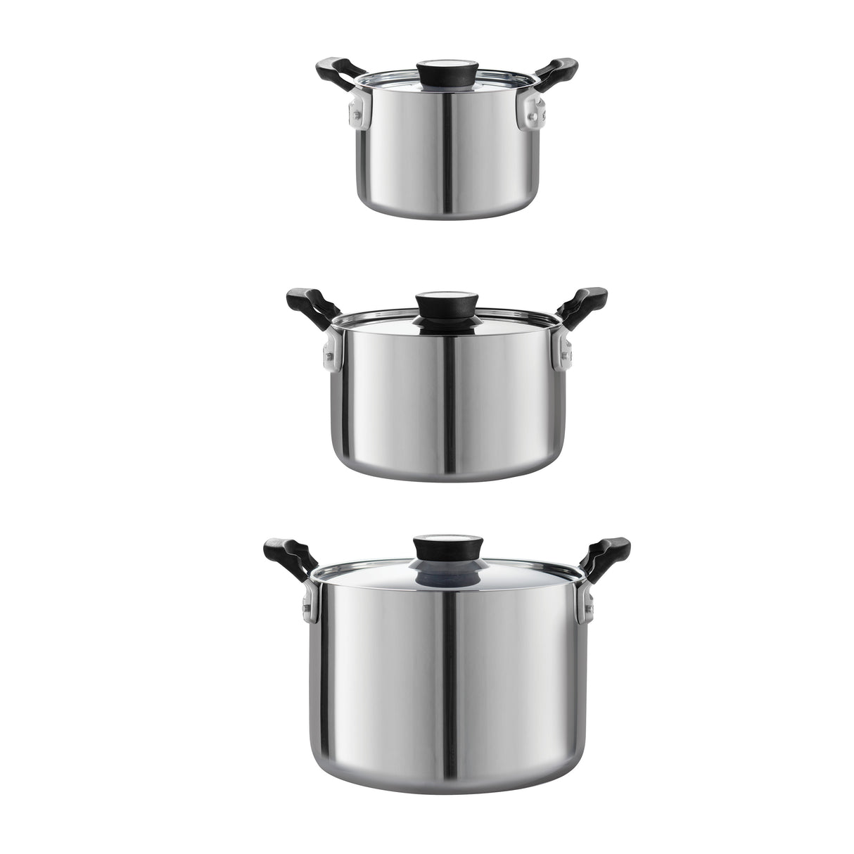 Nesting 6 Piece Stainless Steel Tri-Ply Clad Sauce and Stock Pot Set
