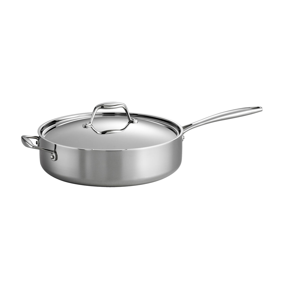 6 Quart Tri-Ply Clad Stainless Steel Covered Deep Saute Pan