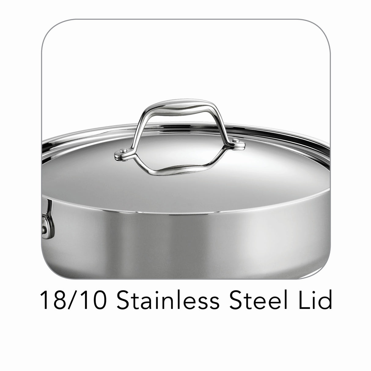 6 Quart Tri-Ply Clad Stainless Steel Covered Deep Saute Pan