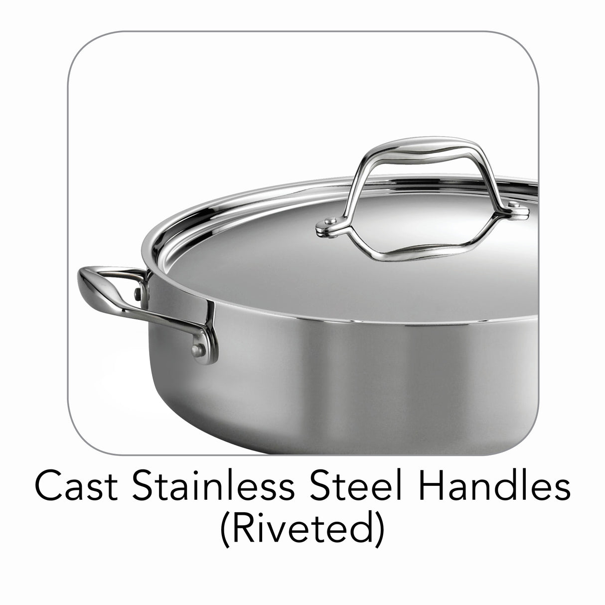 6 Quart Tri-Ply Clad Stainless Steel Covered Deep Saute Pan