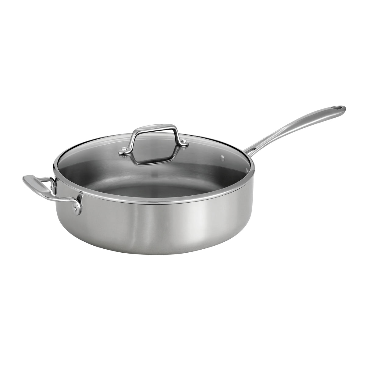 Tri-Ply Clad Stainless Steel 6 Qt Covered Deep Saute Pan - Glass Lid