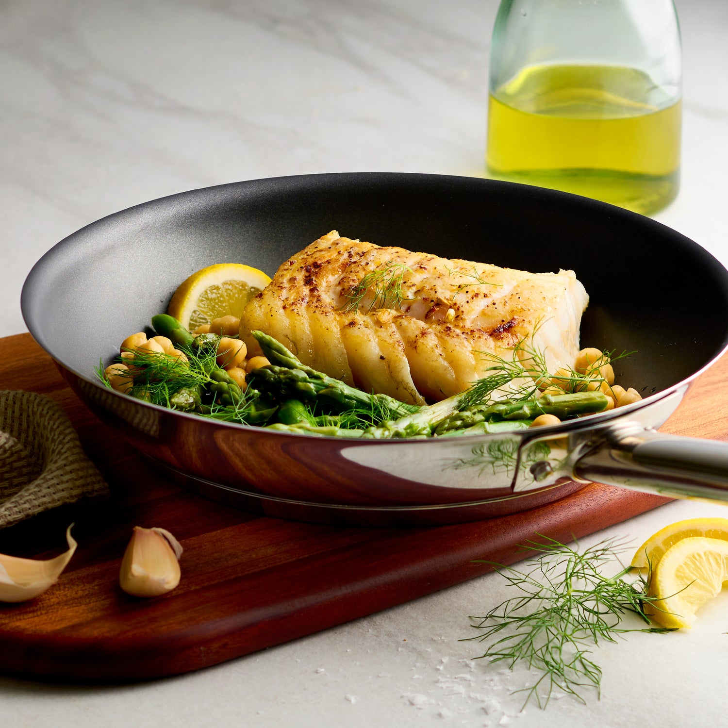 Tri-Ply Base Stainless Steel Fry Pan with Nonstick Interior