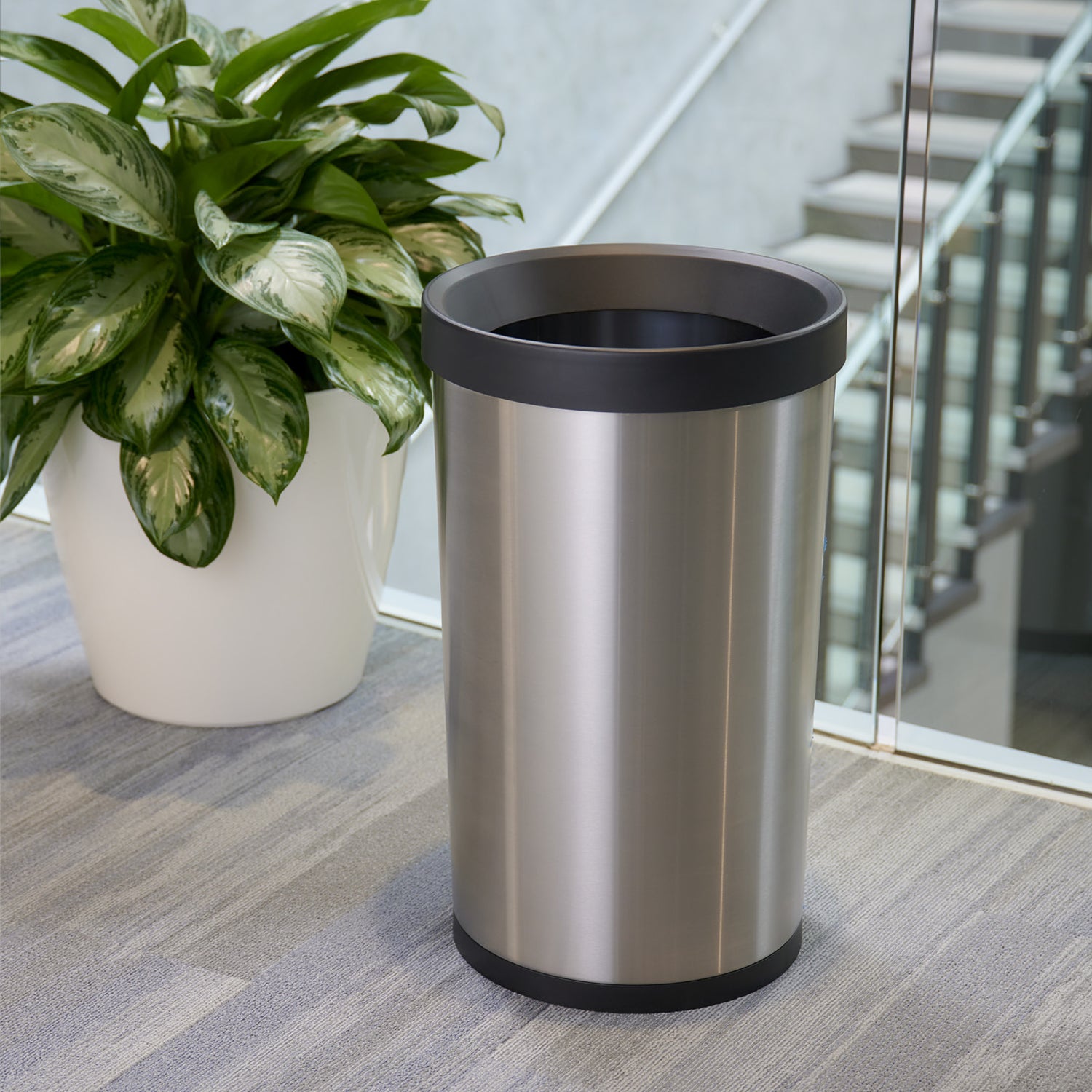 13 Gallon Round Stainless Steel Open Top Trash Bin