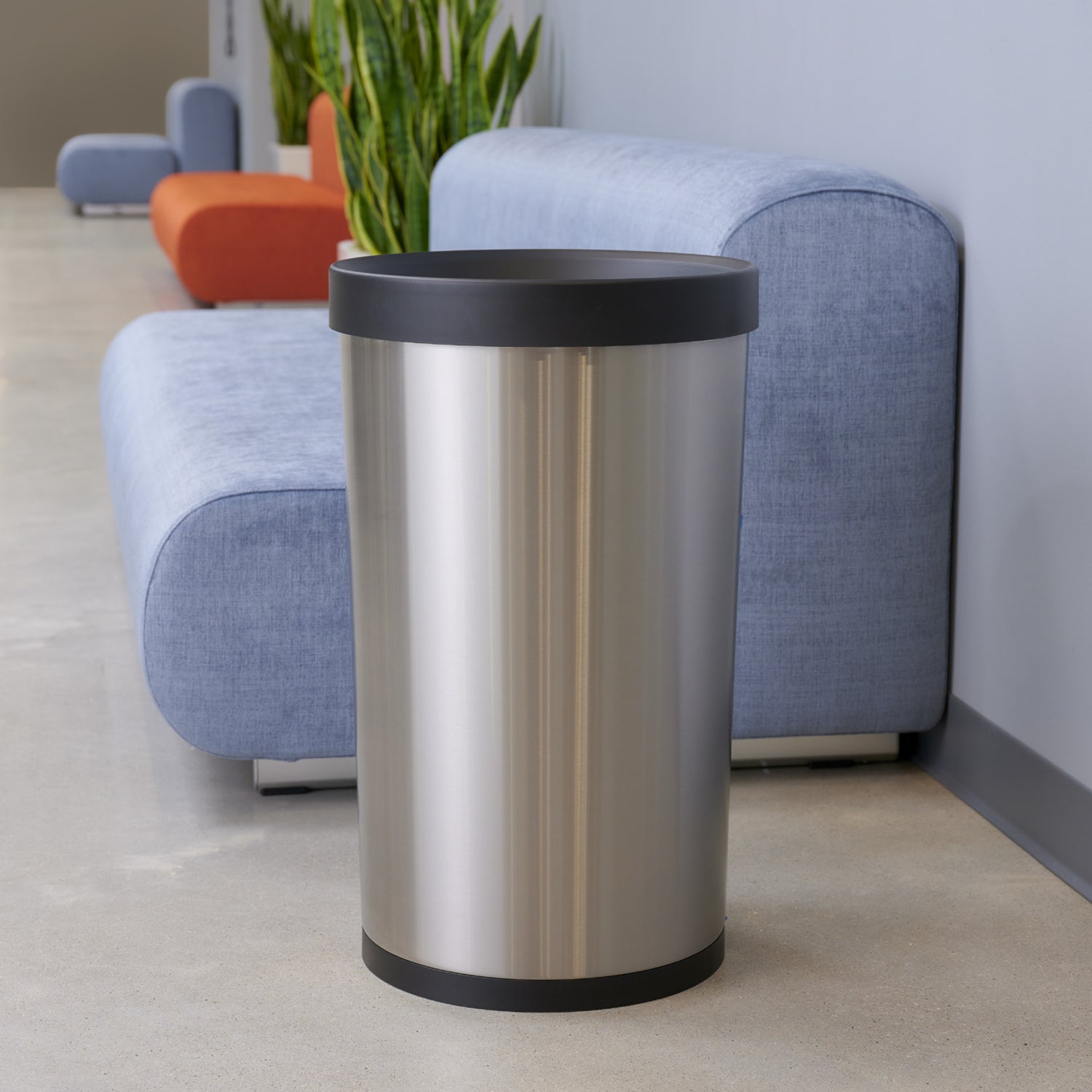 13 Gallon Round Stainless Steel Open Top Trash Bin