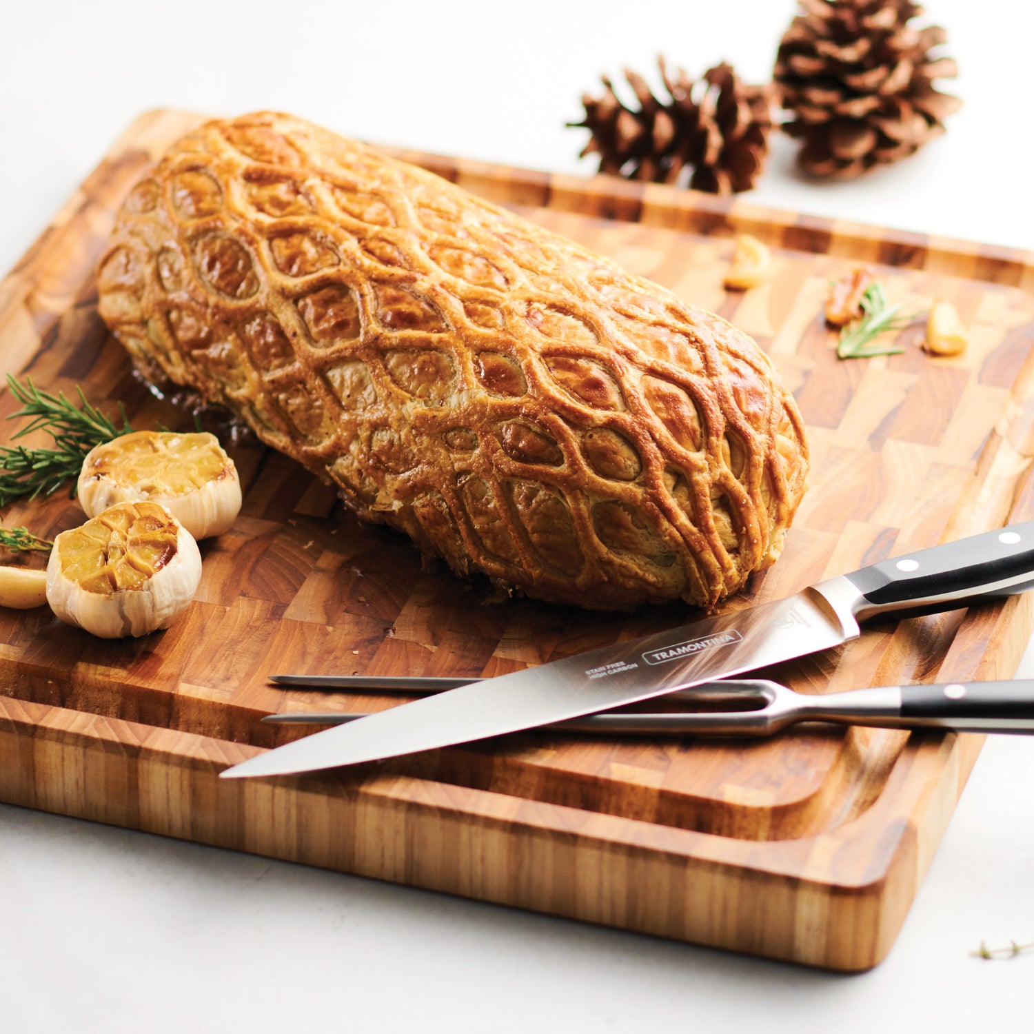 15.75 Inch x 15.75 Inch Square Teak End Grain Cutting Board