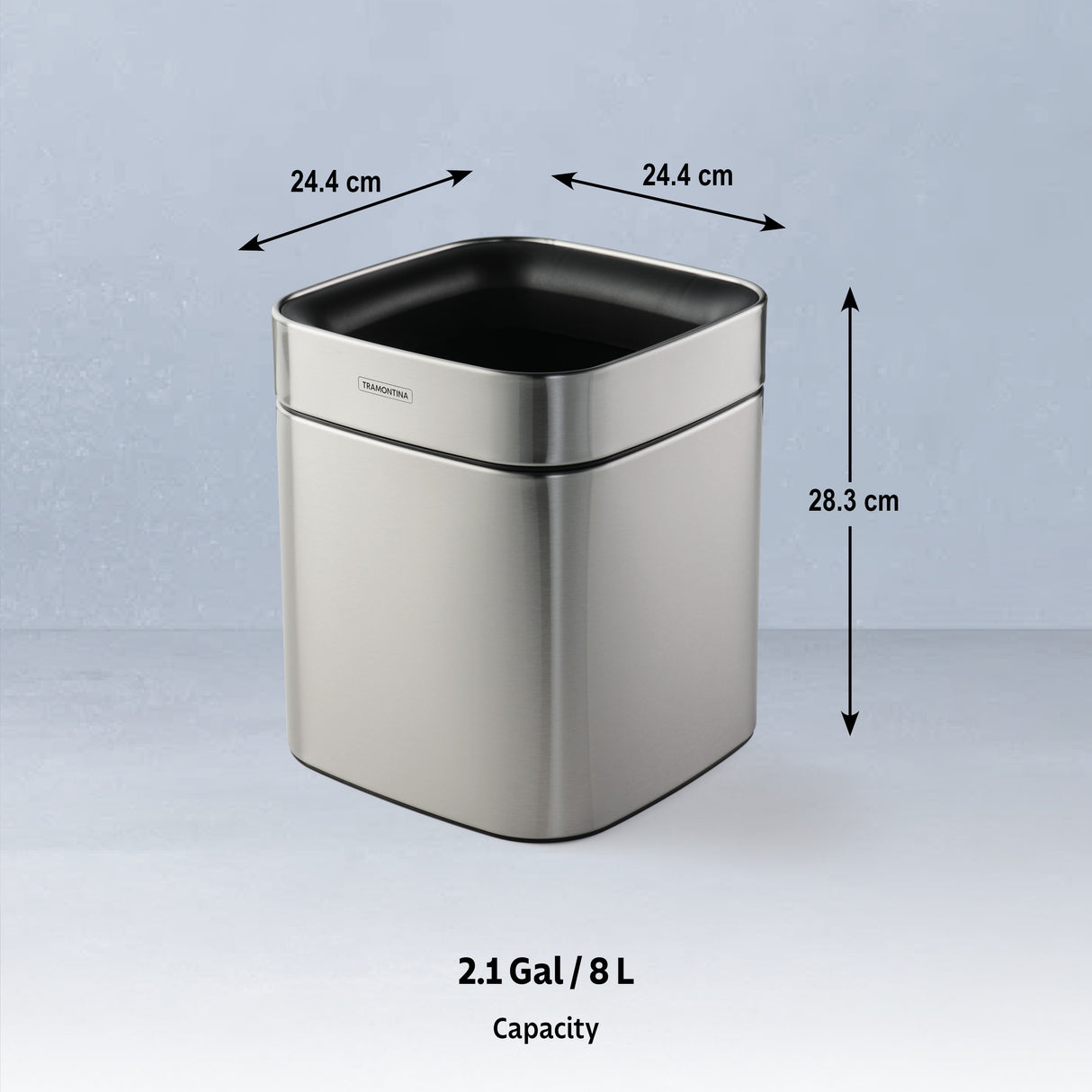 2.11 Gallon Stainless Steel Square Open Top Bin