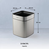 2.11 Gallon Stainless Steel Square Open Top Bin