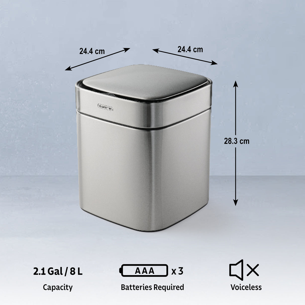 2.11 Gallon Stainless Steel Square Sensor Bin with ABS Lid