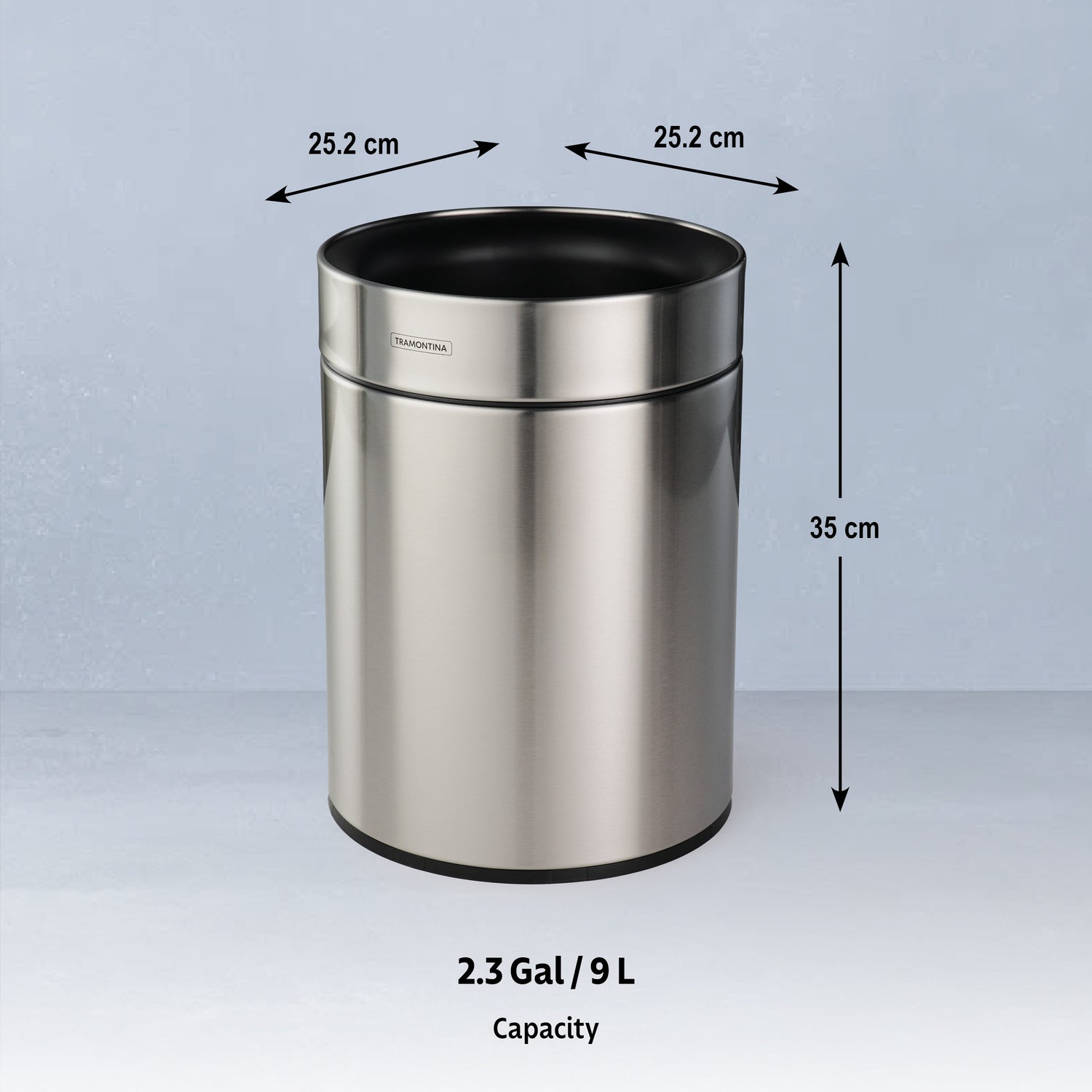 2.38 Gallon Stainless Steel Round Open Top Bin