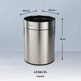 2.38 Gallon Stainless Steel Round Open Top Bin