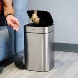 3.17 Gallon Stainless Steel Square Sensor Bin with SS Capped Lid
