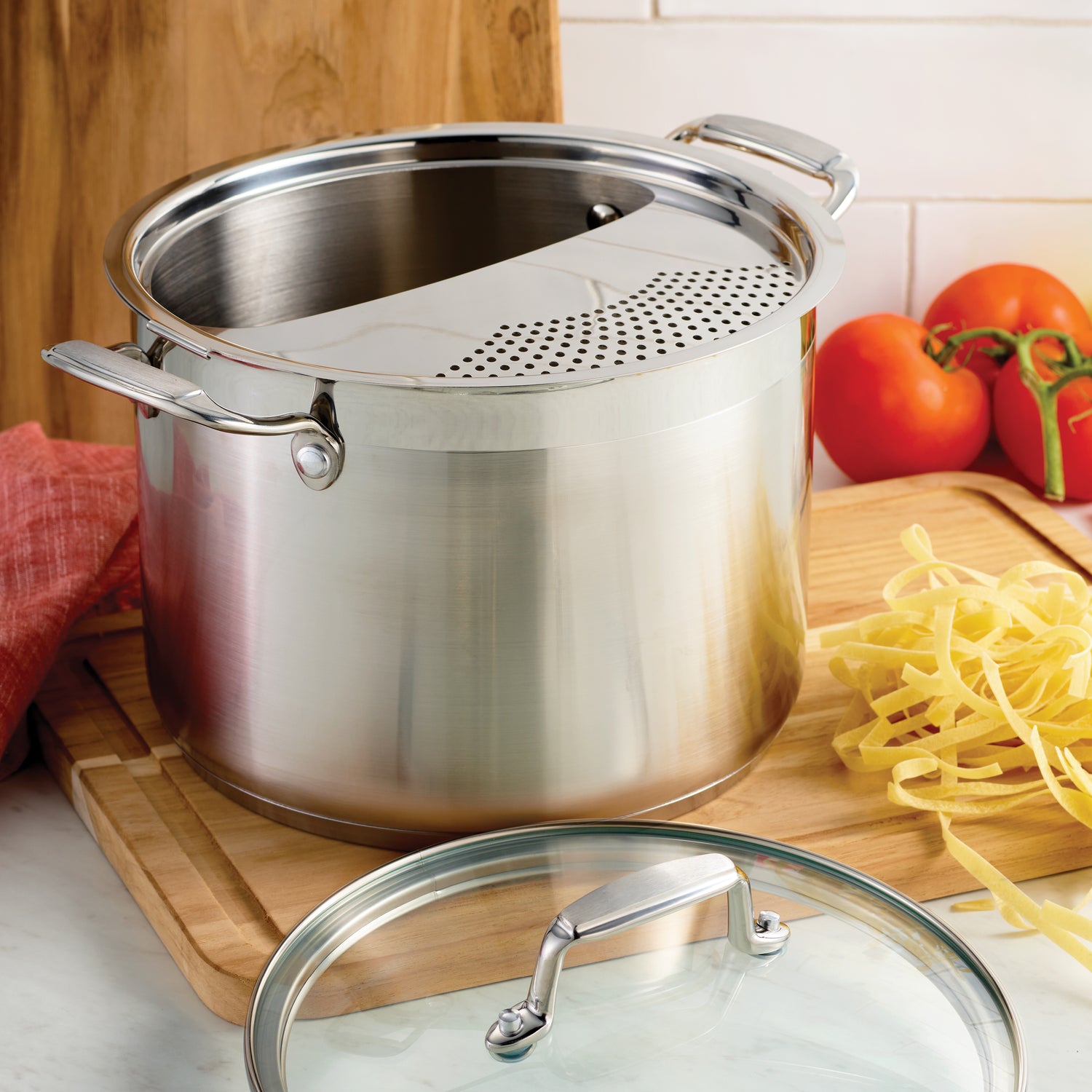 6 Quart Stainless Steel Covered Pasta Cooker