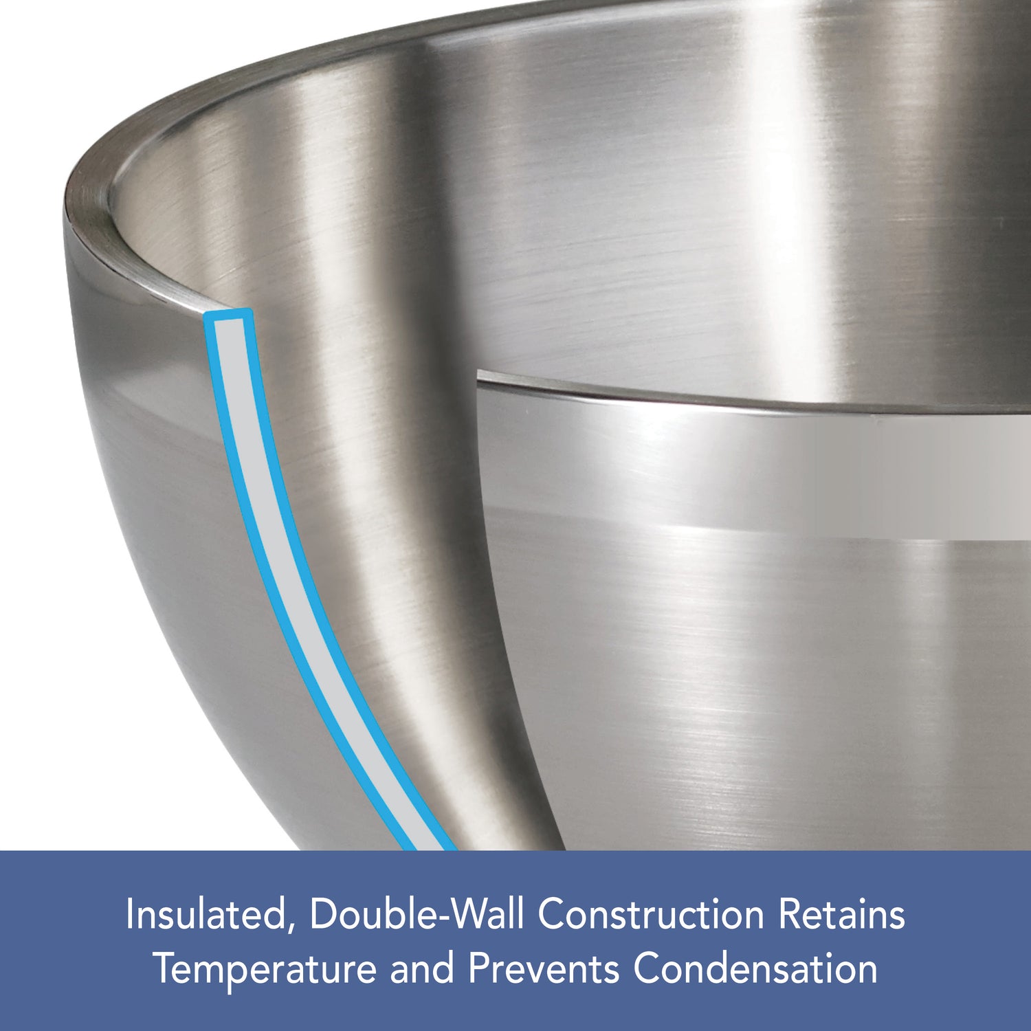 3 Piece Double Wall Stainless Steel Mixing Bowl Set