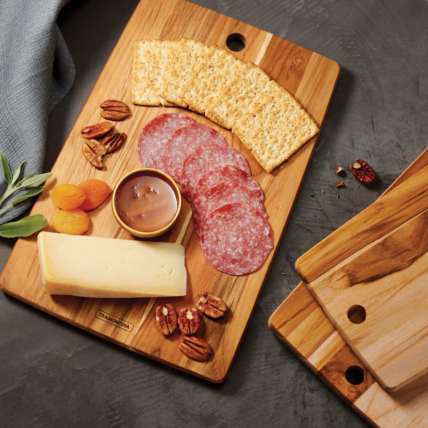 3 Piece Rectangular Teak Cutting Board Set