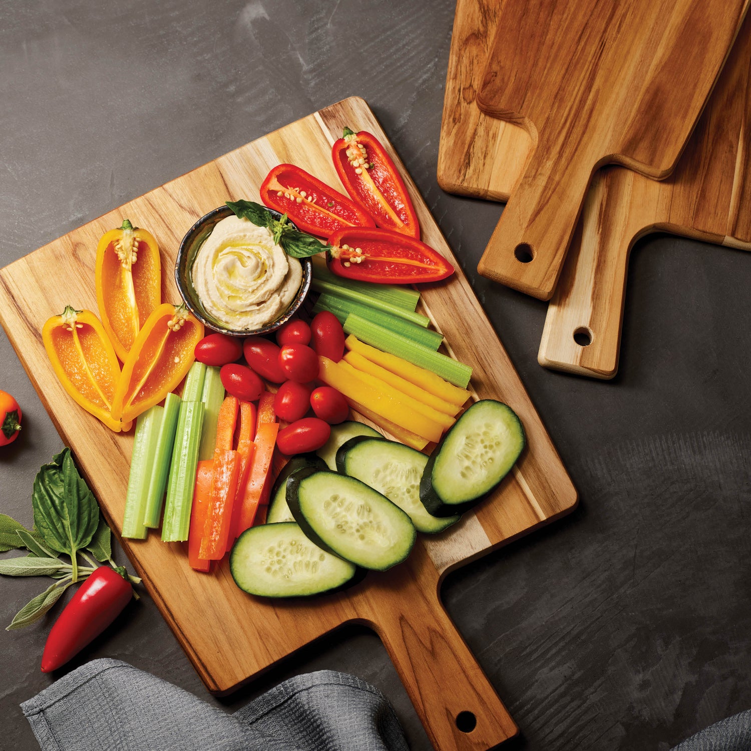 3 Piece Teak Cutting Board Set