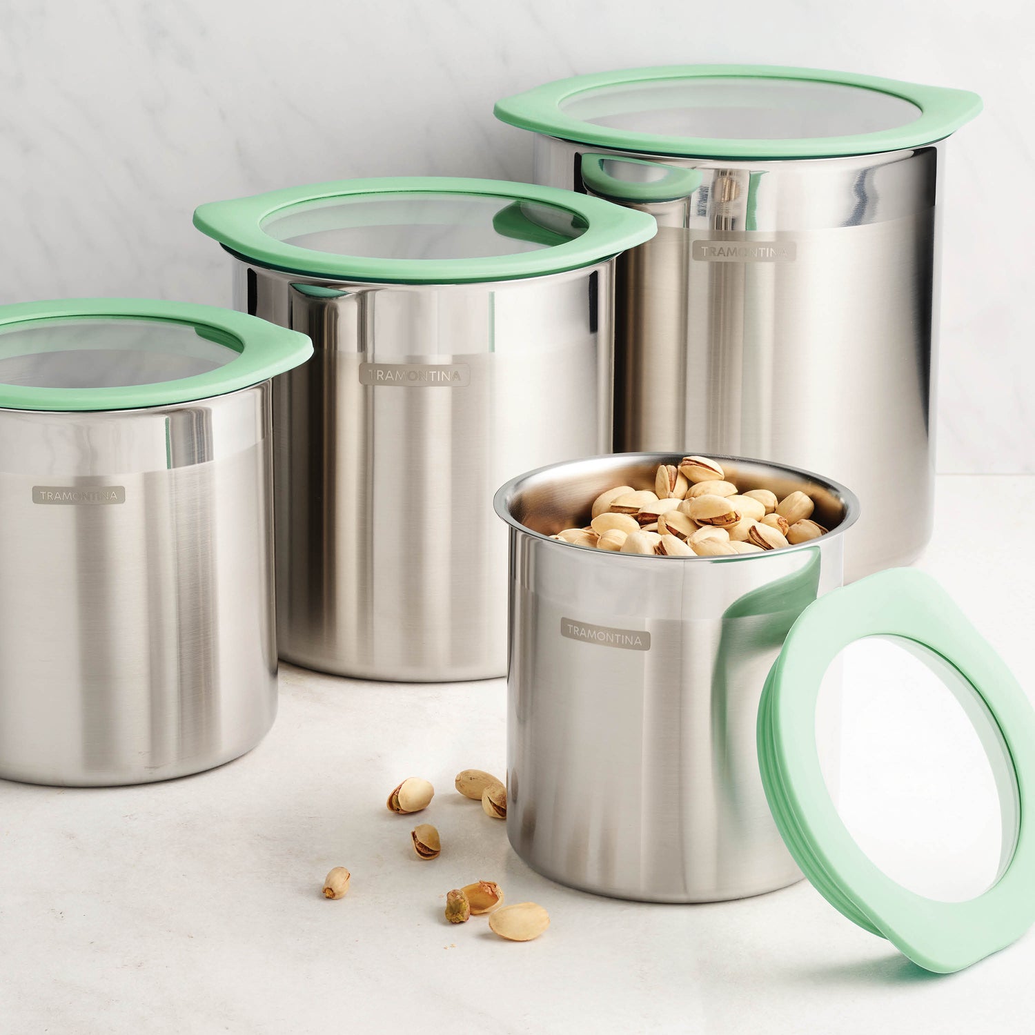 4 Piece Stainless Steel Canister Set