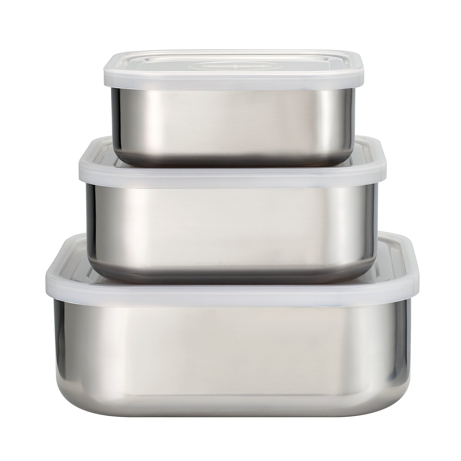 6 Piece Square Stainless Steel Covered Container Set - Frosted Lids