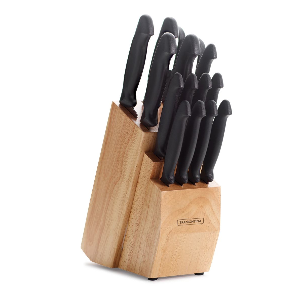 Diamant 15 Pc Knife Set with Wood Block Polypropylene Handle