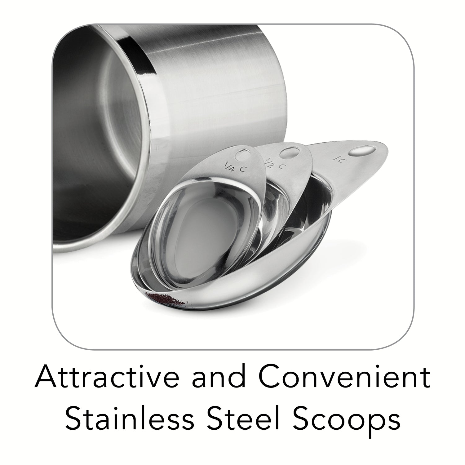 8 Piece Stainless Steel Covered Canister and Scoop Set