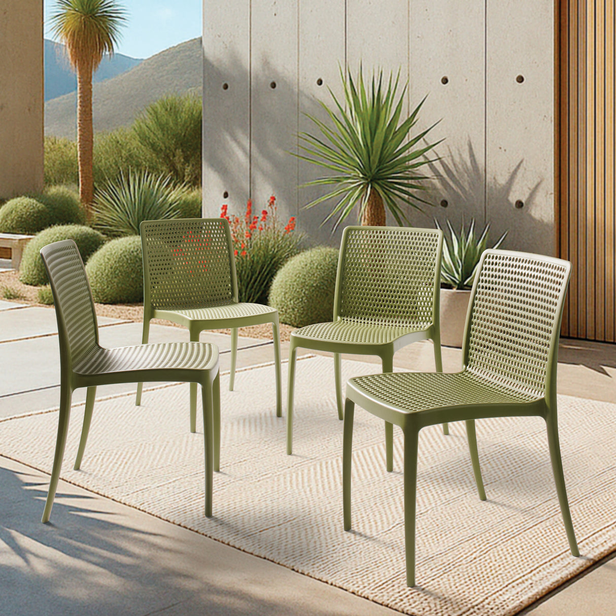 POLY CHAIR OLIVE GREEN - 21.3" x 20.1" x 32.5"