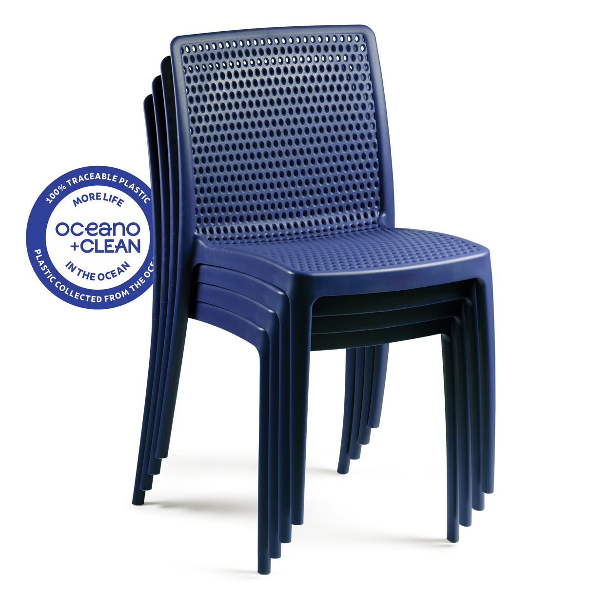 POLY CHAIR BLUE - Ocean +Clean - 21.3" x 20.1" x 32.5"
