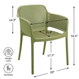 POLY ARMCHAIR OLIVE GREEN - 21.9" x 24" X 31.5"