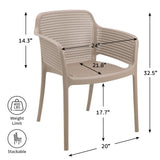 POLY ARMCHAIR TAUPE - 21.9" x 24" X 31.5"