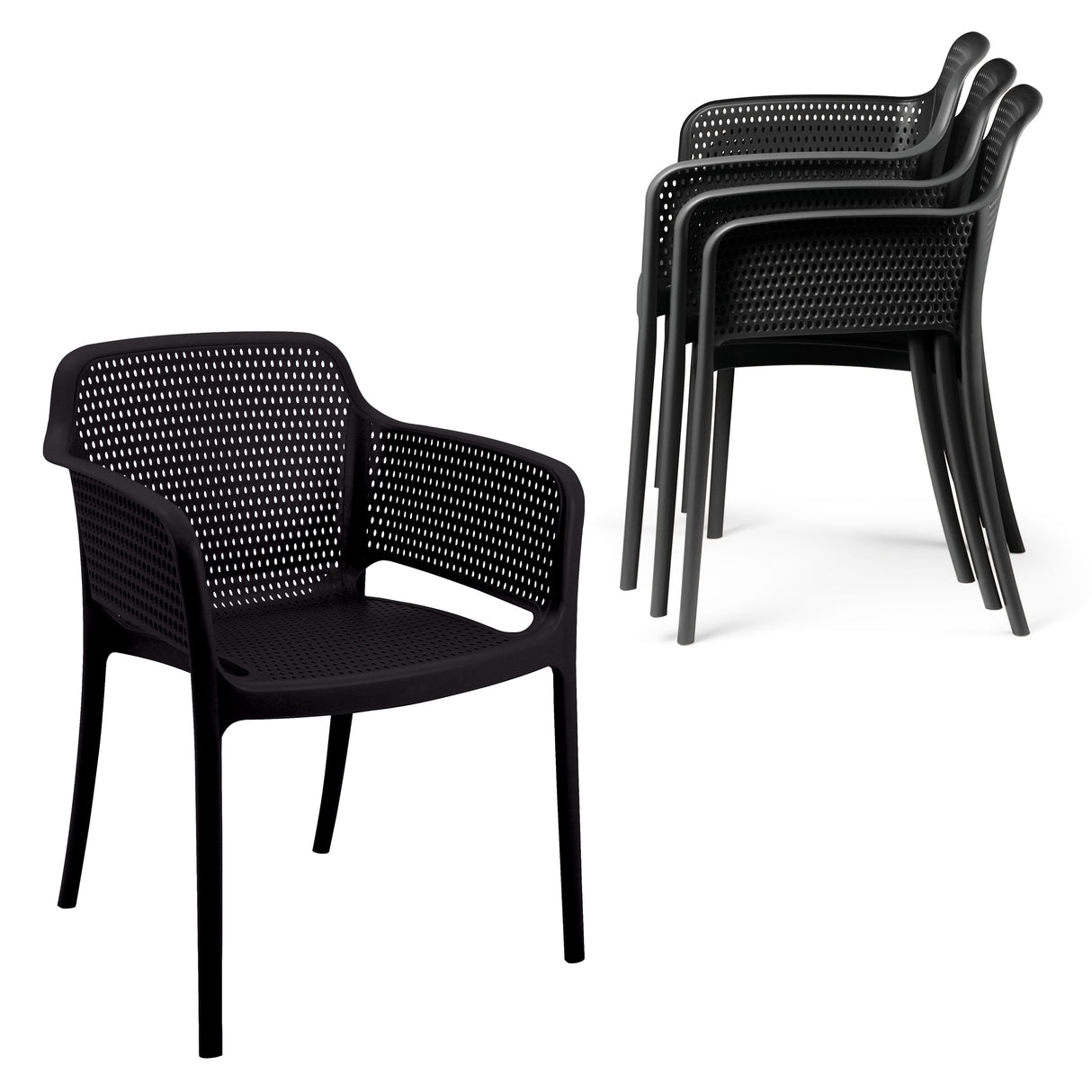 POLY ARMCHAIR BLACK - 21.9" x 24" X 31.5"